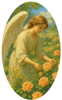 Angel in Rose Garden